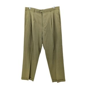Trust‎ Olive Green Linen Blend Trousers W40 L32 Tailored Minimalist Menswear
